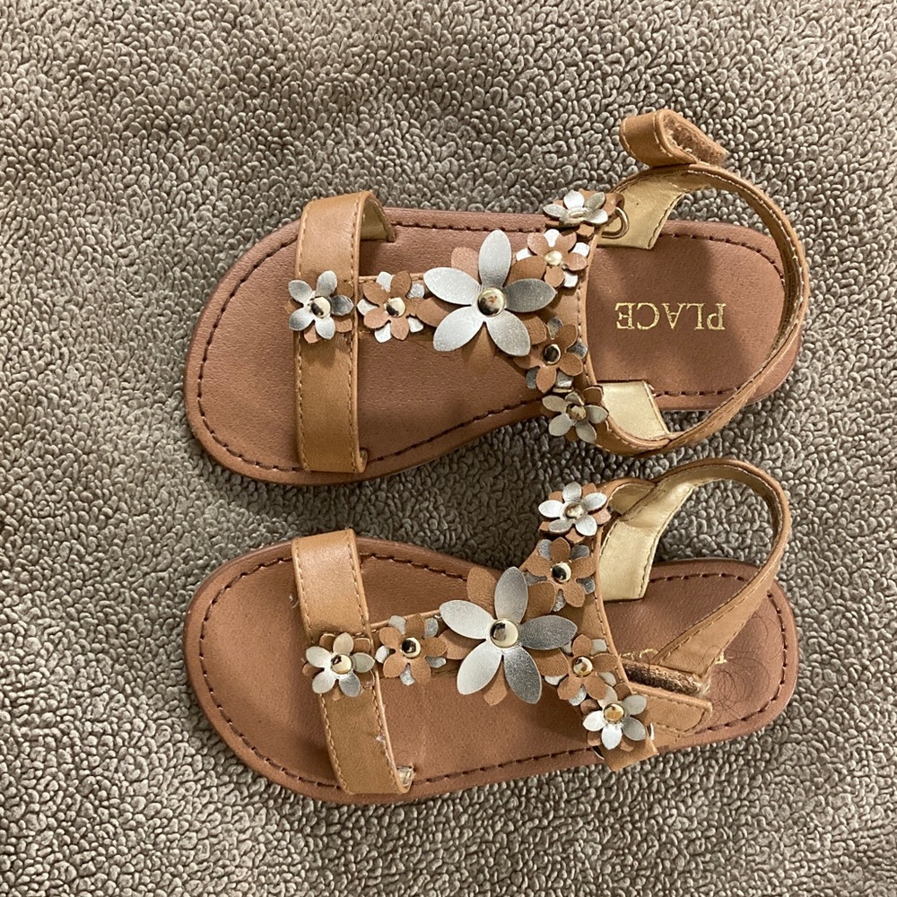 Place Kids Brown and Cream Floral Sandals